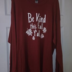 Red Long Sleeve Shirt with Fall Print